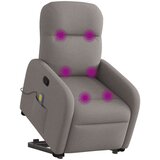 vidaXL Masažni naslonjač na podizanje od tkanine smeđesivi | shoptok.hr