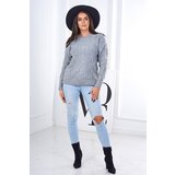 Kesi Sweater with cable weave in gray color Cene