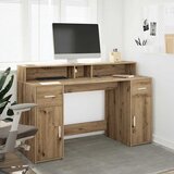  Radni stol s LED svjetlima boja hrasta 140x55x91 cm drveni | Shoptok.si