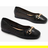 Resti Black women's openwork ballerinas with gold ornament Serilla- Footwear | Shoptok.si