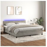  Box spring s madracem LED svjetlosivi 160x200 cm baršun | shoptok.hr