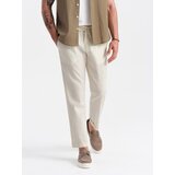 Ombre Men's linen blend roll-up chino pants - cream | shoptok.hr