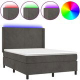  Box spring s madracem LED tamnosivi 140x190 cm baršun | shoptok.hr