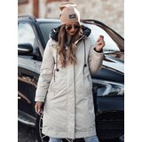 DStreet Kurtka damska przejściowa ELEGANTI długa z kapturem biało-szara | shoptok.hr