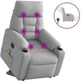 vidaXL Električni masažni naslanjač s funkcijo vstajanja siv blago | Shoptok.si