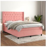 vidaXL Box spring postelja z vzmetnico roza 140x190 cm žamet Cene