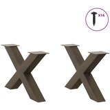  Noge za klub stolić u obliku slova X, 2 kom, prirodni čelik, 70 x (42-43) cm, čelik | shoptok.hr