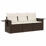  The Living Store Vrtna sedežna garnitura 3-delna z blazinami rjav poli ratan - Vrtna Sedežna Garniture, (21460744) | Shoptok.si