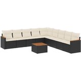  10-dijelni set vrtnih sofa s jastucima crni od poliratana | shoptok.hr
