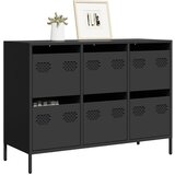 vidaXL Komoda črna 101,5x39x73,5 cm hladno valjano jeklo Cene