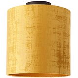 QAZQA Stropna svetilka mat črna žametna senca zlata 25 cm - Combi | Shoptok.si