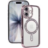 Onasi Silikonski ovitek Luxury MagSafe za Samsung Galaxy A57 - prozorno roza z bleščicami | Shoptok.si