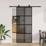vidaXL Drsna vrata z opremo črna 90x205 cm kaljeno steklo | Shoptok.si