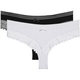 DIM SEXY FASHION BRAZILIAN 2x - Women's cotton brazilky with lace 2 piece - black - white Cijene