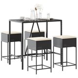  5-dijelni vrtni barski set od poliratana s jastucima crni Crna 110 x 70 x 110 cm | shoptok.hr