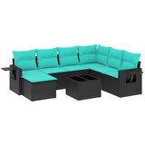 vidaXL Vrtni set od 8 dijelova s jastucima crni poliratan - Crna i plava Sa stolom 1 | shoptok.hr