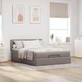  Otomanski krevet s madracem i LED smeđesivi 140x200 cm tkanine | shoptok.hr