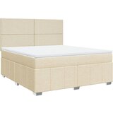 vidaXL Box spring postelja z vzmetnico krem 180x200 cm blago, (21309412) | Shoptok.si
