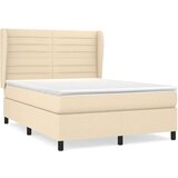  Box spring postelja z vzmetnico krem 140x200 cm blago, (20893021) | Shoptok.si