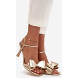 Boto High heel sandals with bow golden Noliva | Shoptok.si