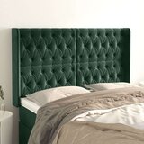  Uzglavlje s ušima tamnozeleno 147x16x118/128 cm baršunasti | shoptok.hr