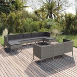 Maison Chic Seti vrtnega pohištva - Vrtna garnitura - Vrtni pohištvo set 10-delna z blazinami poli ratan siva, (21812556) | Shoptok.si