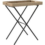  zložljiva miza s pladnjem bež 65x40x75 cm poli ratan, (21145409) | Shoptok.si