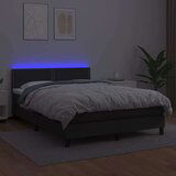  Box spring postelja z vzmetnico LED črna 140x200 cm um. usnje, (20725811) | Shoptok.si