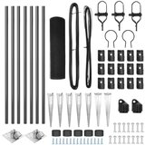 vidaXL Set za ograjne stebre Set 2 Siva Kovina 10 x 0.5 m Vzdržljiv | Shoptok.si