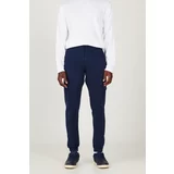 AC&Co / Altınyıldız Classics Men's Navy Blue Slim Fit Slim Fit Cargo Pocket Cotton Flexible Trousers