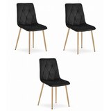 Libra stolica - crni baršun / noge u boji drveta x 3 | shoptok.hr