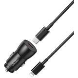 XO car charger CC57 PD 25W 1x USB-C black + USB-C - Lightning cable | Eponuda.ba