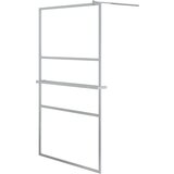 Pregrada za tuš s policom krom 115x195 cm staklo ESG i aluminij | shoptok.hr