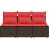  Vrtna sofa s jastucima za 3 osobe, smeđa, poliratan | shoptok.hr