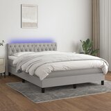  box spring s madracem LED svjetlosivi 140x200 cm tkanina | shoptok.hr