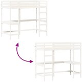  Krevet na kat s radnim stolom bijeli 90x190 cm od borovine | shoptok.hr