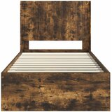  Krevetna konstrukcija s pohranom i uzglavljem Dimljeni hrast Smeđa 90 x 200 cm | Shoptok.si