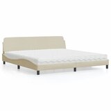vidaXL Postelja z vzmetnico krem 200x200 cm blago | Shoptok.si