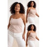 Trendyol Set ženskih majica Tbbaw26Cv00001, 3 komada, Krem Cene
