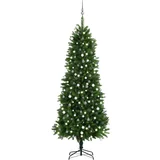 In umjetno božićno drvce s led svjetlima i kuglicama 240 cm zeleno