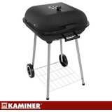 Kaminer vrtni roštilj na oglje s poklopcem – prenosni BBQ roštilj s kolesi in policami | Shoptok.si