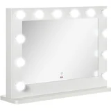 hollywood ogledalo železo, steklo, MDF 80D x 60Š x 20V cm belo, (5000242285)