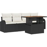 vidaXL Set sofe za vrt s jastučićima Crni poli ratan, Dvosjed vrtna sofa s pohranom i jastučićima Crni poli ratan | shoptok.hr