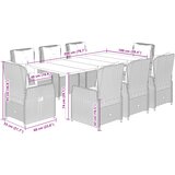  9-dijelni vrtni blagovaonski set sivi od poliratana Siva 200 x 100 x 74 cm | shoptok.hr