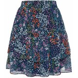 Trendyol Navy Blue Lined Flounce Chiffon Floral Pattern Mini Woven Skirt Cene
