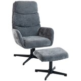 Nesta Oblazinjen fotelj z naslonom za noge, lounge stol z visokim naslonjalom, kovinsko podnožje, siv, za dnevno sobo in spalnico, (5000493436) | Shoptok.si