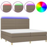  box spring s madracem LED smeđesivi 200x200 cm tkanina | shoptok.hr