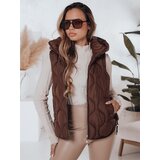 DStreet Kamizelka damska pikowana z kapturem MISSVEST brązowa | Shoptok.si