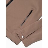 Ombre Men's BIKER jacket in structured fabric - light brown | Shoptok.si