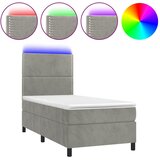 Maison Chic Box spring postelja - Vzmetna postelja z vzmetnico LED svetlo siva 80x200 cm žamet SL2704, (21902019) Cene